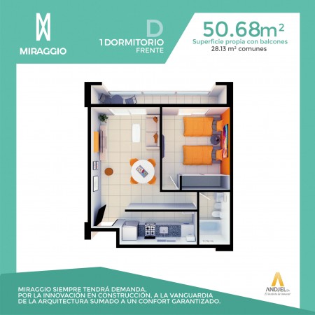 1 Dormitorio D - Edificio Miraggio