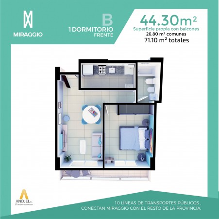 1 Dormitorio B - Edificio Miraggio